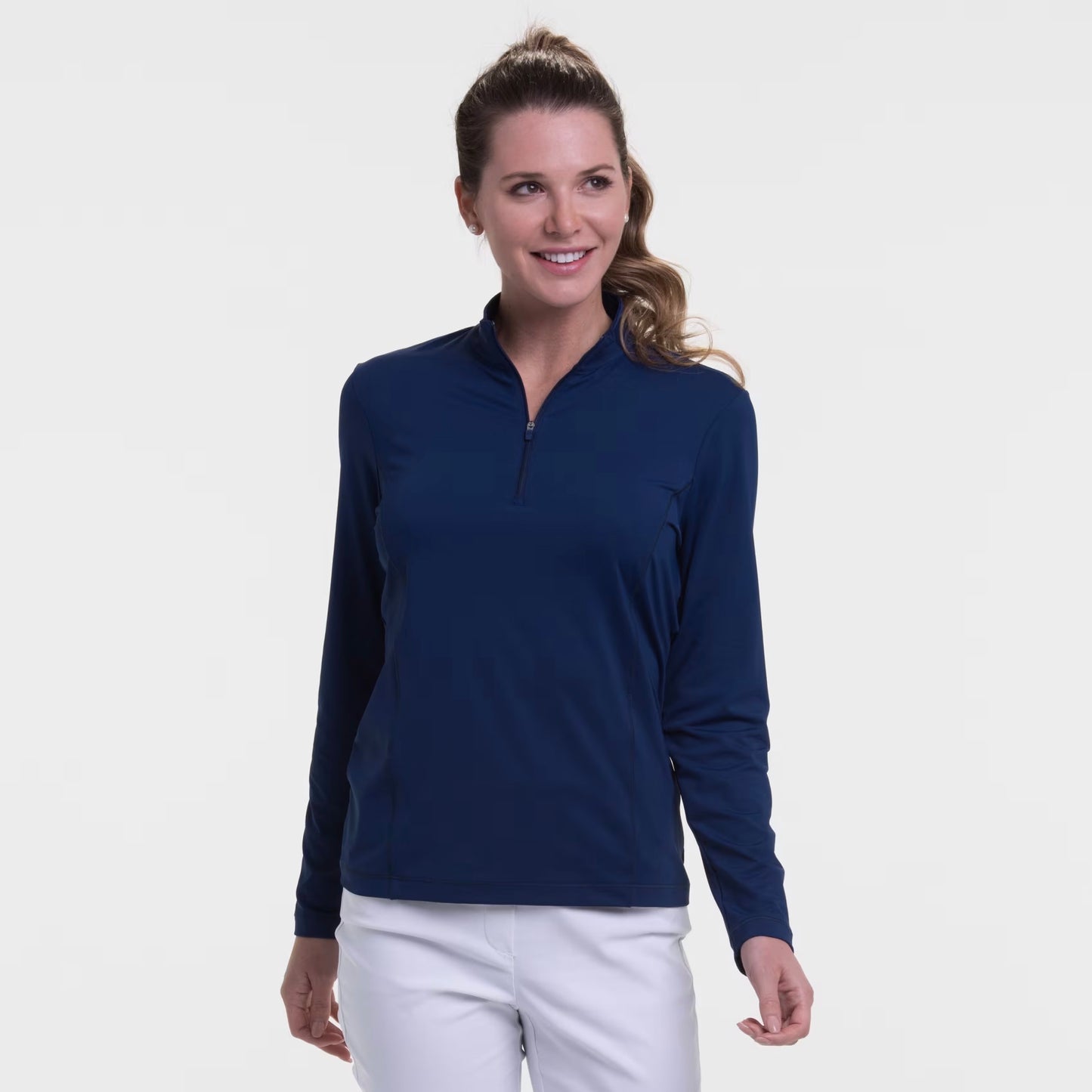 LONG SLEEVE ZIP MOCK POLO