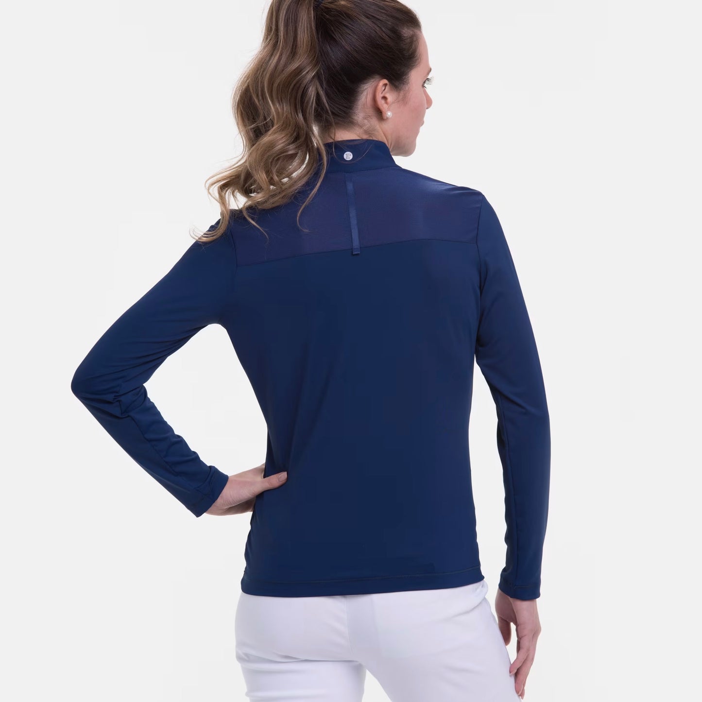 LONG SLEEVE ZIP MOCK POLO